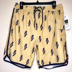 New Sovereign Code Men's Joyride Lightning Bolt Swim Trunks Size L NWT